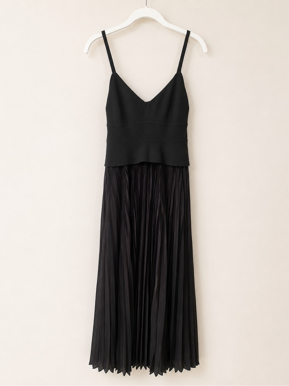 ALC Black Spaghetti-Strap Pleated Maxi Dress